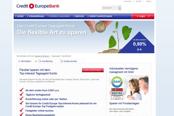 Credit Europe Bank Tagesgeld